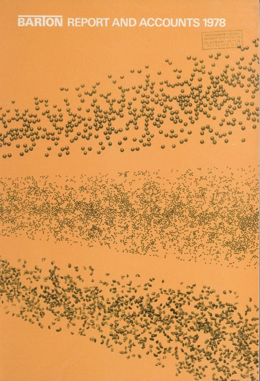 Barton Brands annual report cover, 1978: three horizontal bands of dots on flat orange, with the title reversed out at the top.